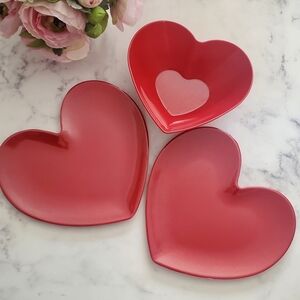 VALENTINE'S DAY DECORATIVE MELANINE Red Heart-Shaped BOWL AND SERVING PLATE